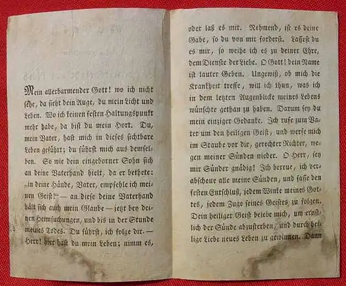 Uraltes Gebetsblaettchen "bey Krankheitsgefahr und Noth" 1831 (1038366)