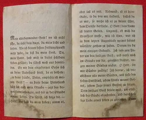 Uraltes Gebetsblaettchen "bey Krankheitsgefahr und Noth" 1831 ()