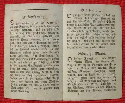 Uraltes Gebetsblaettchen "sehr kraeftiges Gebeth" 1834 ()