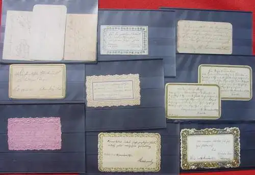 Neu : Versandkosten ab Euro 4,50 () 35 x alte Glückwunsch-Kärtchen ab 1848, zum Teil mit herrlichen Verzierungen. Hübsche kleine Partie von kleinformatigen, uralten deutschsprachigen Glückwunschkarten, meist aus der Zeit um 1848-1880.