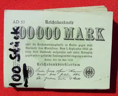 100 x 100.000 Reichsmark, 25. Juli 1923 (1031004) Banknoten, Geldscheine