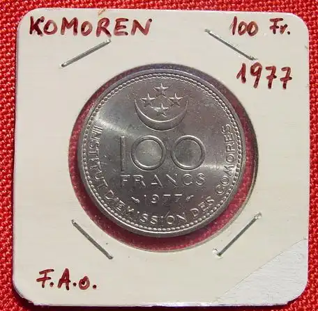 Komoren 100 Francs 1977, F.A.O.-Muenze, bankfrisch (1038239)