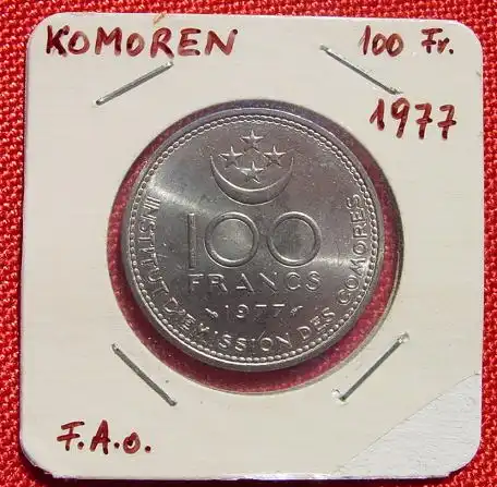 Komoren 100 Francs 1977, F.A.O.-Muenze, bankfrisch ()