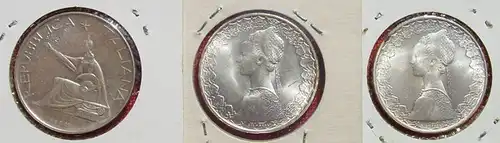 3 x Italien Silbermuenzen 500 Lire 1961-1966 (1038248)