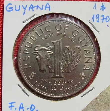 Guyana 1 Dollar 1970 Gedenkmuenze. F.A.O. ()