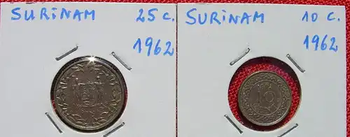 2 x Surinam Muenzen 1962 ()  10 Cent und 25 Cent 1962