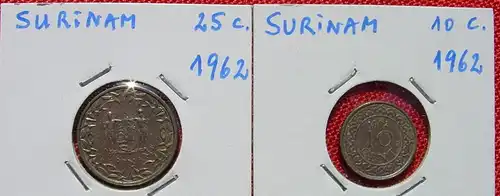 2 x Surinam Muenzen 1962 (1038274)  10 Cent und 25 Cent 1962