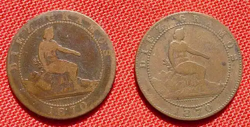 Muenze Spanien 10 Centimos 1870 ()