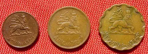 3 x alte Muenzen. Ethopien, vermutlich 5, 10, 25 Cents ()