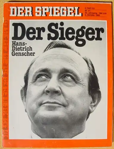 Der Spiegel vom 6. Oktober 1980. 'Hans Dietrich Genscher' ()