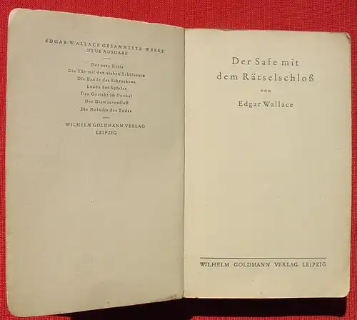Edgar Wallace "Der Safe mit dem Raetselschloss". Kriminalroman (0320247)