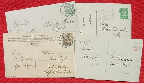 () 4  hübsche, alte Glückwunsch-Postkarten zum Thema Konfirmation, 3 x postalisch mit Marke und Stempel 1910 u. 1931. 