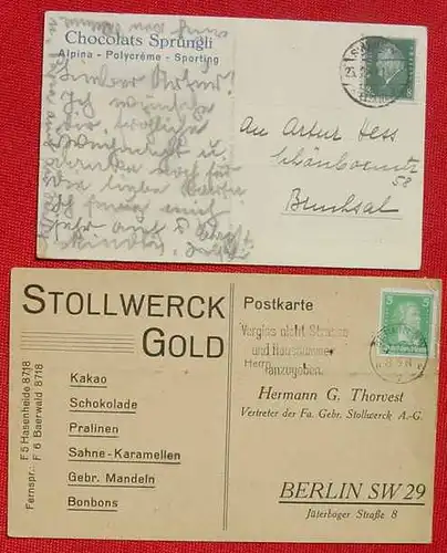 2 x Schokolade-Reklame-Postkarten (1032888)
