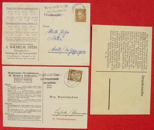 3 x Postkarten m. Reklame, ab 1927 (1032897)
