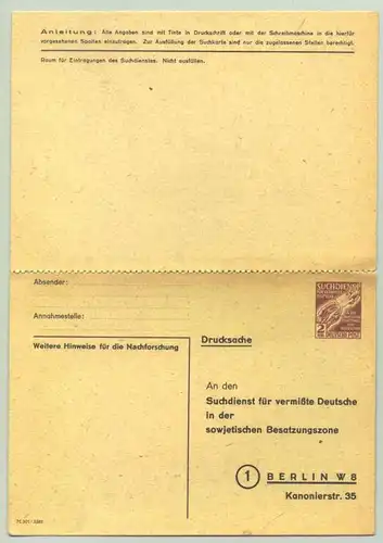 Suchdienst GS Deutsche Post um 1946 (int: 1010050)