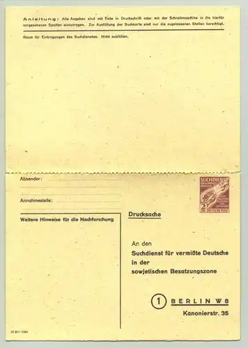 Suchdienst GS Deutsche Post um 1946 (int: )