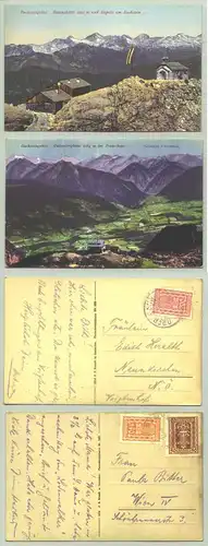 2 hübsche, alte Ansichtskarten. Motive : Dachsteingebiet Simonyhütte / Guttenberghaus. Beschrieben u. postalisch gelaufen 1923. 