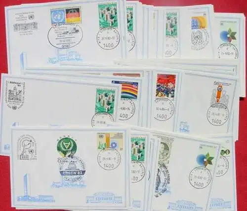 Neu : Versandkosten ab Euro 2,20 () 70 x UNO Sonderkarten, alle mit UNO-Stempeln, meist noch Zusatz-Briefmarken u. Sonderstempeln. Zeitraum 1980-1984. Ganz, ganz wenige doppelte Karten möglich. Alle Karten aus feinster Sammlerhand - also :...