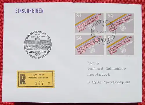 () Einschreiben Wien Vereinte Nationen Postverwaltung 1981