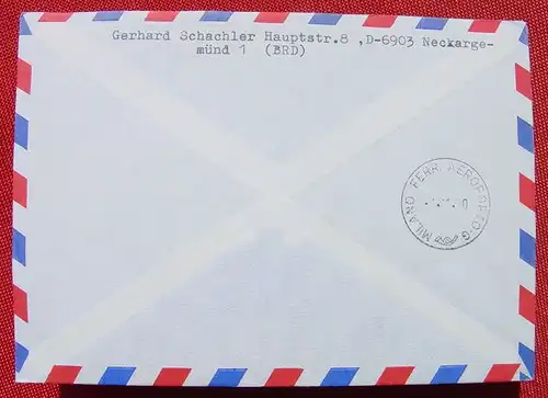 (1038634) E-Brief UN-Wien. 20 Jahre Flugdienst Wien - Mailand 1980