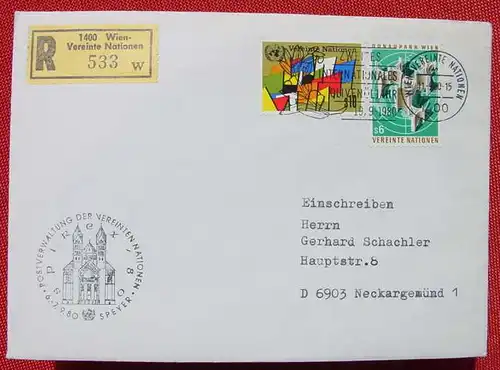 () E-Brief. Wien UNO. SST Speyer 1980. Sonderstempel Spirex 80