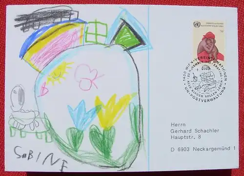 () Erssttagsbrief. Wien UN-Postverwaltung. SST Kinder 1985.