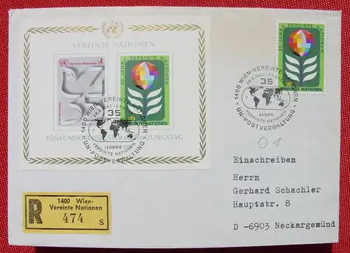 (1038644) Brief Einschreiben. Wien UN-Post. SST 35 Jahre UN 1980