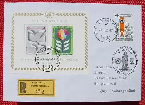 (1038645) Brief Einschreiben. Wien UN-Post. SST BONN 1983
