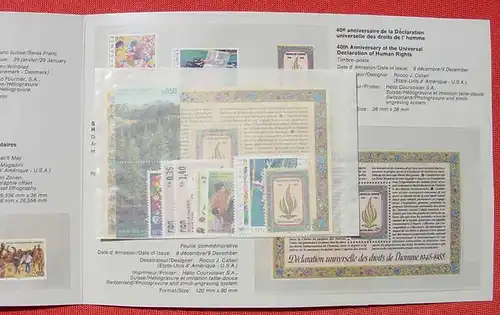 () Faltmappe. UNO. 1988 Geneva Annual Collection. United Nations Postage Stamps in Swiss Denominations issued in Geneva