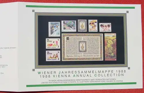 (1044184) Faltmappe. UNO. 1988 Vienna Annual Collection. United Nations Postage Stamps in Austrian Denominations issued in Vienna