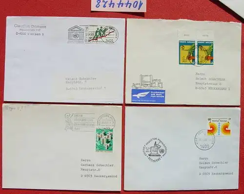 (1044428) 7 x postalisch gelaufene Briefe mit Thema UNO. Vereinte Nationen. Diverse Stempel aus 1980-1982