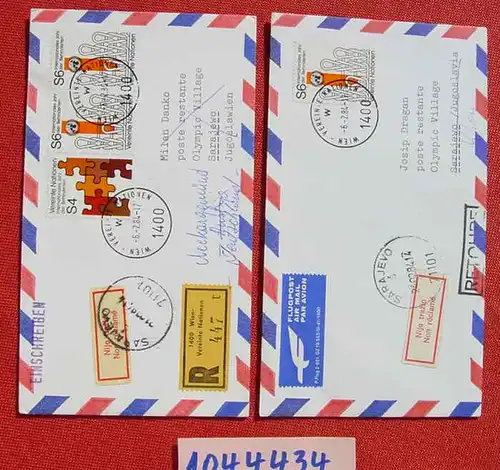 () Wien Vereinte Nationen. Flugpost nach Sarajevo u. retour 1984