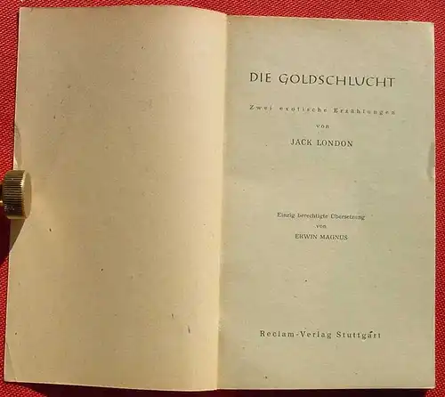 () Jack London "Die Goldschlucht". Reclam-Bändchen 7070. 72 Seiten, siehe bitte Bild u. Beschreibung