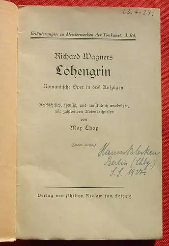 (1047897) Richard Wagner "Lohengrin". Reclam-Band Nr. 4750. 112 Seiten, siehe bitte Beschreibung und Bild