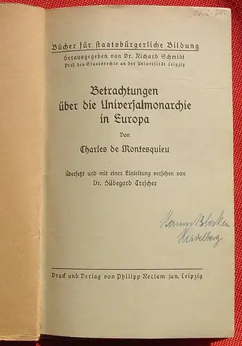 () Charles de Montesquieu "Betrachtungen über die Universalmonarchie in Europa". Siehe bitte Beschreibung und Bild