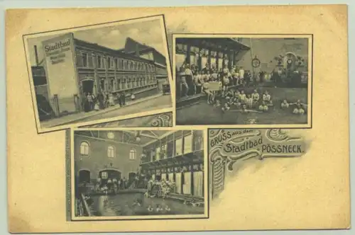 (1047920) Alte Ansichtskarte "Gruss aus dem Stadtbad Pössneck". um 1910 ? PLZ-Bereich 07381