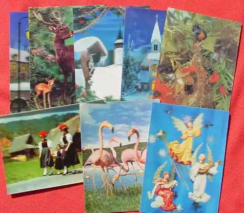 (1031453) Hübsche Partie von 29 x Postkarten mit Bildern in 3D-Ansichten / Raumbild-Ansichten. Diese Position beinhaltet insgesamt 18 verschiedene Motive. Postalisch nicht gelaufen. Alter ? 1970-er Jahre ? 