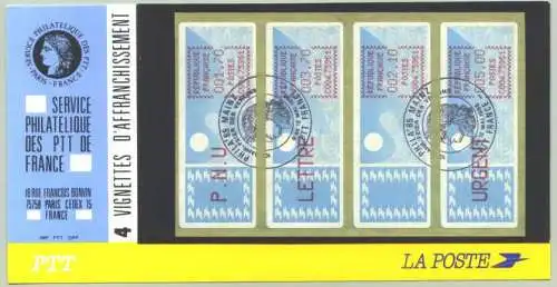 () Philatelie. Vignettes d'Affranchissement. Frankreich Post-Vignetten 1985.  1 Bogen postfrisch + 1 Bogen Sonderstempel "PHILA ' 85 MAINZ". TOP Zustand.