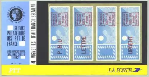 () Philatelie. Vignettes d'Affranchissement. Frankreich Post-Vignetten 1985.  1 Bogen postfrisch + 1 Bogen Sonderstempel "PHILA ' 85 MAINZ". TOP Zustand.
