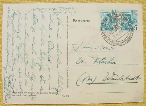 Postkarte mit 2 x 5 Pfennig Baden 1949 ()