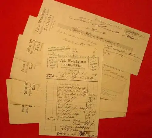 Karlsruhe. 5 Fa.-Geldquittungen 1903-04 ()