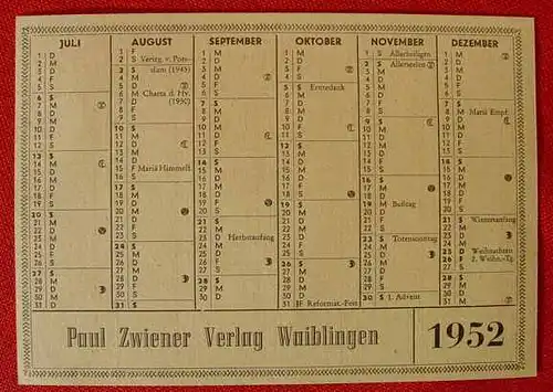 Schlesier u. Sudetendeutsche Kalender 1952 (1012201)