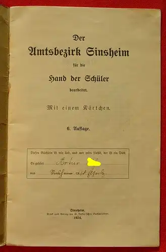 "Der Amtsbezirk Sinsheim" 20 S., 1924 (1011704)
