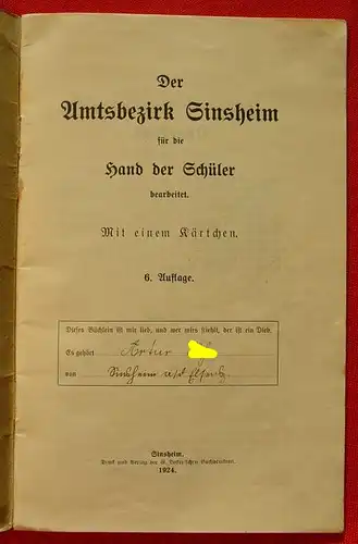 "Der Amtsbezirk Sinsheim" 20 S., 1924 ()