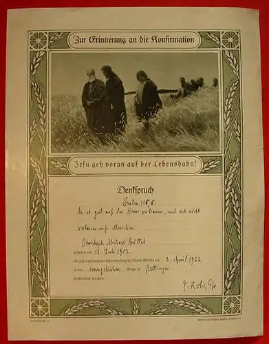 Bettingen Wertheim ?) Urkunde 1922 (0080341)