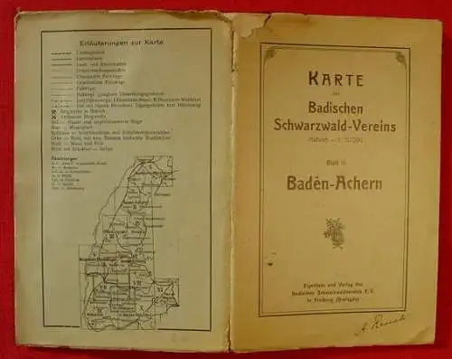neu : Versandkosten ab € 2,50 (intern ) Grosse, farbige Landkarte "Baden - Achern" 1 : 50.000. Aufgefaltet ca. 80 x 62cm. Stich u. Druck Kuenstlerbund Karlsruhe 1926. Umschlag Gebrauchsspuren, sonst recht gut.