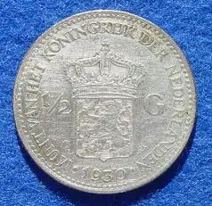 () Niederlande.  1/2 Gulden 1930. Silbermuenze