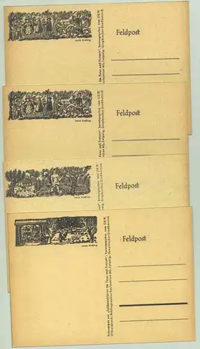 (1025402) 10 Feldpost Postkarten mit kleinen Bildern. Soldaten. Militaer. Leipzig um 1942, OKW