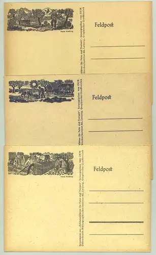 () 10 Feldpost Postkarten mit kleinen Bildern. Soldaten. Militaer. Leipzig um 1942, OKW