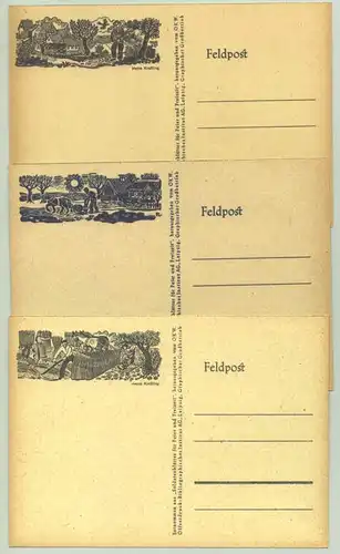 (1025402) 10 Feldpost Postkarten mit kleinen Bildern. Soldaten. Militaer. Leipzig um 1942, OKW